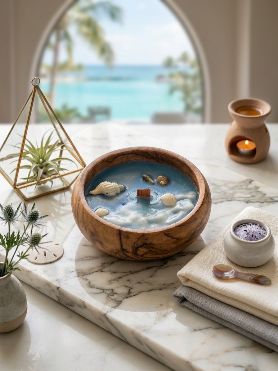 Kaashta Jyothi- Handcrafted Candle in Wooden Bowl - Image 2